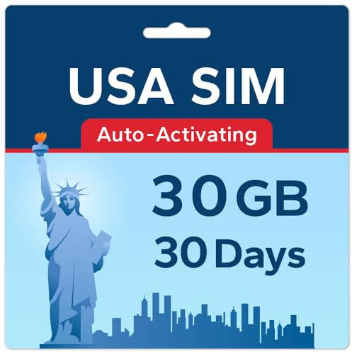 TSIM USA SIM Card 30 Day 30GB | High Coverage Multi-Operator 5G Network | Auto-Activating | Refillable Plan | Hotspot Allowed | Data Only