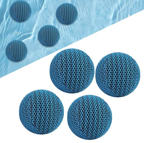 4 Stück Whirlpool Scum Absorber 6 cm, Ölabsorbierender Schwamm Abschäumbälle, Poolschwamm Ölabsorber Whirlpool, Wiederverwendbarer Schaum zur Beseitigung von Schwammbällen, für Schwimmbad und Spa