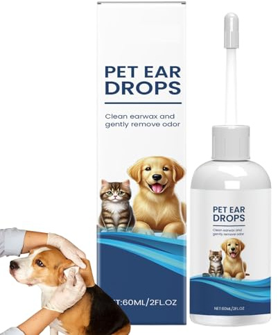 GkgWuxf Nettoyant pour Oreilles pour Chiens | Nettoyant pour Oreilles de Chats - Doux Gouttes 60ml Élimination Cérumen Entretien Toilettage