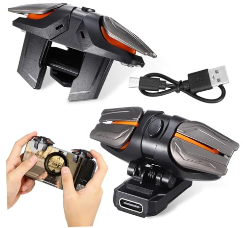 KICHOUSE Mobile Gaming Controller Trigger Auslöser Satz Mit Ladekabel Und Handschuhen Elastische Clips Hochsensibel Für Smartphones Kompatibel Mit Meisten Handyhüllen Schutz Vor Kratzern