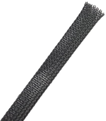 CALFOVERA 30 m flexibel PET trådnät ärm vävstol expanderbar flätad hylsa 10 mm bredd slang kabelskydd mantel svart ledningssele sladd fodral organiserare för ljud video sladd