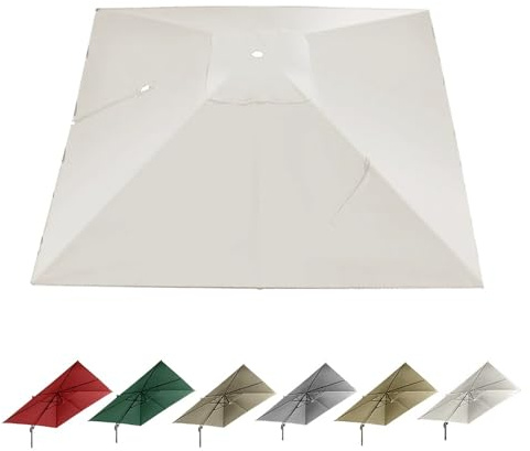 IMUNKT Ampelschirm Ersatzdach 3m Quadratisch Sonnenschirm Ersatzbezug, Sonnenschutz Bespannung, Marktschirm Ersatztuch 8 Rippen Für Terrasse Balkon Garten(Beige)