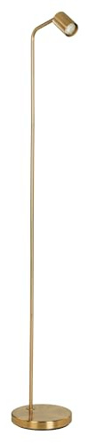 EGLO golvlampa Rigomagno, vardagsrumslampa med vridbar spot, metall i borstad mässing, läslampa med GU10-sockel, 151 cm hög