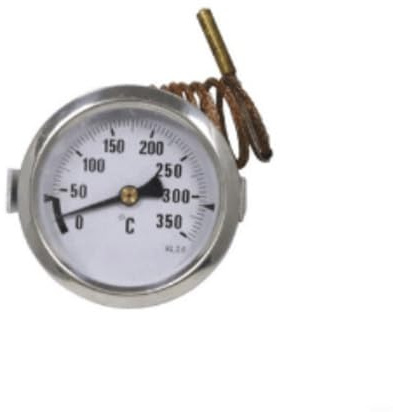 Thermomètre capillaire 0 à 350 °C en métal avec câble de 1 m et cadran de 7 cm pour four, four à pizza, grille-pain, chauffage, chaudière et réfrigérateur, boîtier robuste