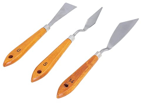 KIMISS Cuchillo de Paleta de Acero Inoxidable con de Haya - Espátula Versátil para Pintura Al óleo y Acrílica para Artistas - Diseño Colgante para un Fácil Almacenamiento
