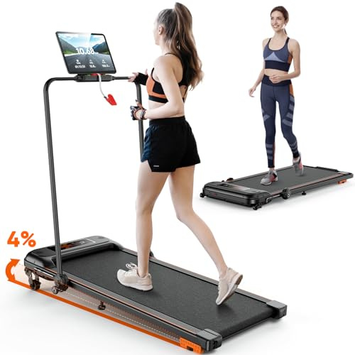 Laufband für Zuhause Klappbar mit Steigung, 2.5PS Walking Pad mit LED-Anzeige, Fernbedienung und App-Steuerung,Elektrisches Laufband bis 12 km/h, Doppelter Stoßdämpfung, für Zuhause & Büro
