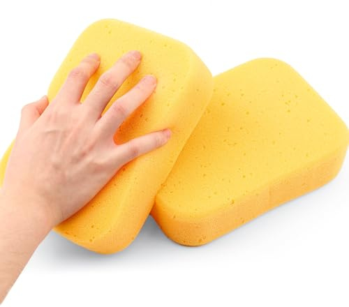 2PCS Large Car Wash Sponge - Reusable Cleaning Sponges Grout Sponge Extra Thick High-Density Pottery Sponges, Scratch-Free, Super Absorbent for Auto Detailing, Waxing, and Vehicle Cleaning