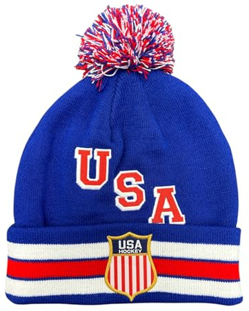 US Hockey Shield Logo Knit Hat Cap Royal Blue | Premium Quality, Comfort & Style | Wool Blend | Fan Gear Limited Edition | Officially Licensed Apparel