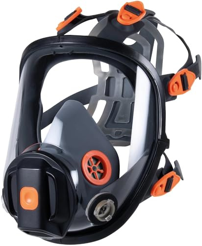 Generico Maschera antigas facciale 9300G intera bi-filtro in silicone lente panoramica di protezione in policarbonato con valvola di epsirazione direzionale