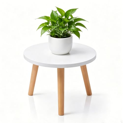 Taburete para plantas de madera, taburete para flores para interior y balcón, soporte para plantas, estable redondo, soporte para flores, soporte para macetas, taburete decorativo para salón, terraza