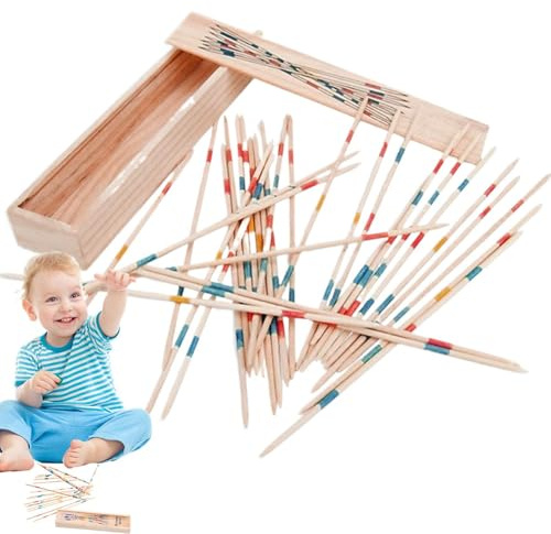 Wood Pickup Sticks Game, koreanska traditionella Mikado Game Set 31 träpinnar 20 cm våg färdighet leksak familj pedagogisk fina motor färdighetsspel för gruppaktiviteter familjesamlingar barn vuxna