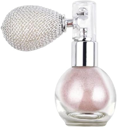 TWISAXC Spray illuminante Spray in polvere illuminante Glitter Lucido brillante Brillantezza Trucco Viso Corpo Cosmetico Brillantezza senza sforzo Polvere glitterata, Rosa nudo, 7.5x6.9x3.9 cm