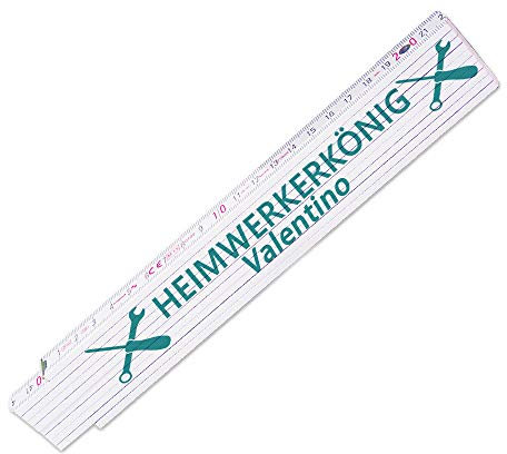 Zollstock mit Namen und schönem Motiv - HEIMWERKERKÖNIG - für Männer | Metermaß | Glieder-Maßstab mit Namen bedruckt | Viele Namen zur Auswahl
