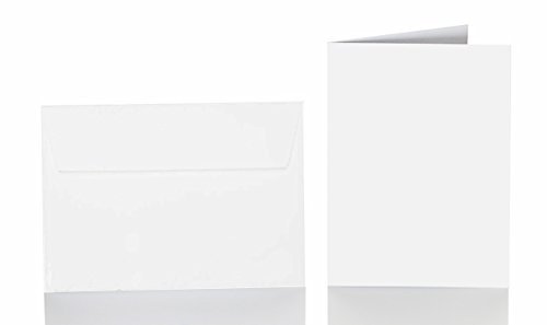 Paper24 25 Faltkarten blanko mit Umschlag 120x170 mm, Briefumschläge B6, Doppelkarten mit Umschlag sind ideal für Geburtstag in Weiß