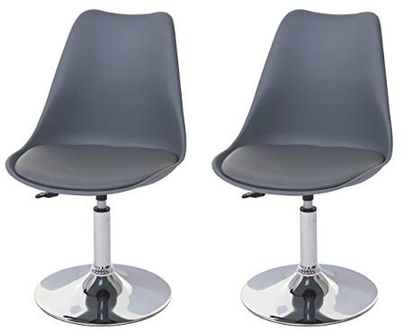 Mendler 2er-Set Esszimmerstuhl Malmö T501 Kunstleder - dunkelgrau, Chromfuß | Stuhl, Küchenstuhl, höhenverstellbar, drehbar