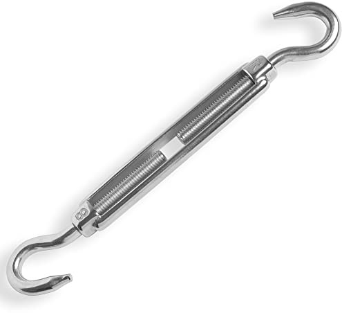 HEAVYTOOL Spannschloss Haken/Haken Edelstahl V4A AISI 316 Spanner Zugspanner Spannglied Spannelement Turnbuckle 5mm bis 10mm (Größe und Menge wählbar)