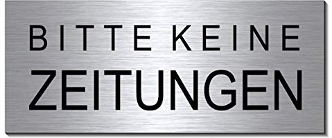 1 Stk. Keine Zeitungen, Briefkasten-Schild- Aluminium Edelstahloptik 60 x 25 mm selbstklebend (1 Stk. Alu.-silber)