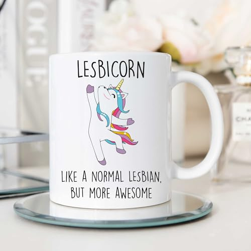60 Second Makeover Limited Lesbicorn Mug Girlfriend Lesbian Gifts Funny Unicorn Gay Girlfriend Mug Present Funny Gifts for Lesbians LGBT Gay Pride Presents Ceramic Coffee Cup