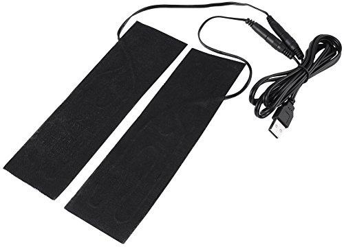 1 Paar Kohlefaser Heizkissen, USB-Heizmatte 5V Elektrische Heizfolien-Heizpads zum Erwärmen der Füße (Schwarz)