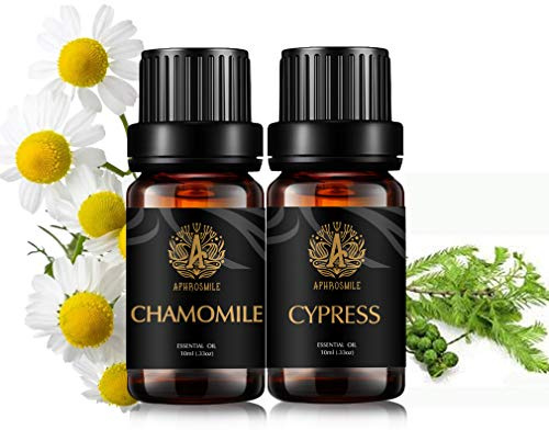 Aromaterapia cipresso olio essenziale Set per diffusore, 2X10ml 100% Pure camomilla essenziale olio Kit per massaggi, grado camomilla oli Set per Sapone Fare, 100% puri Cypress oli Kit