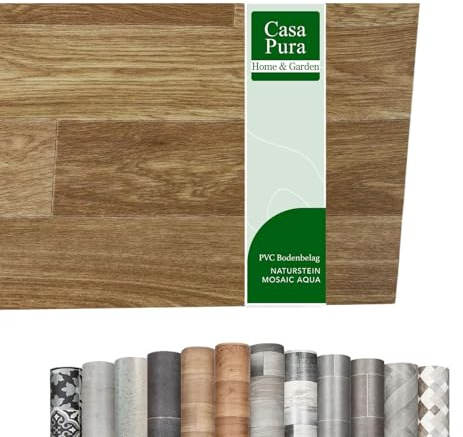 Vinyl Flooring Rolls by The Metre | Wood Effect, Tile Effect, Stone Effect PVC Flooring, Cushion Lino Floor Covering for Kitchen, Bathroom, Living Room (Westwood S02, 200 x 500 cm)