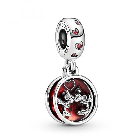 PANDORA Disney Micky Maus & Minnie Maus Liebe und Küsse Charm-Anhänger aus Sterling Silber und Zirkonia Steinchen - Größe: 1,1cm