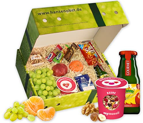 Hansen Obst - Geschenkbox - fruchtige Obst-Box - “Webinar-Snack-Box” - Präsentkorb - Obst-Geschenkset - gefüllte Obstkiste - Probier-Obstbox