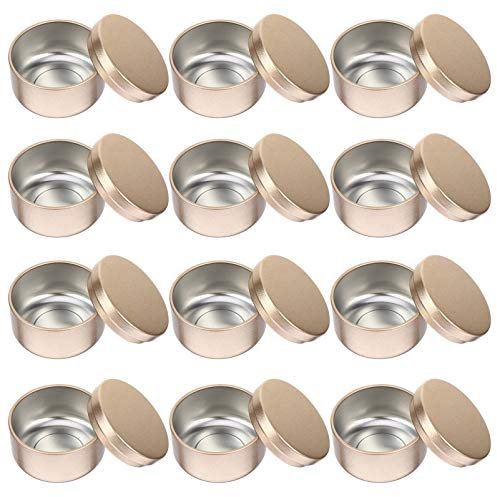 HOMSFOU Kerzendosen, 12 Stück, 50 ml, Metall-Kerzenbehälter, Mini-Aufbewahrungsdosen für handgefertigte Kunst, Basteln, Kerzenherstellung, Gläser, trockene Aufbewahrung, Kerzen, Partygeschenke und