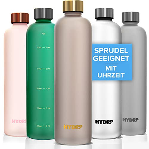 HYDROP® Trinkflasche 1L Kohlensäure geeignet & auslaufsicher [100% DICHT] - Trinkflasche für Kohlensäurehaltige Getränke - Flasche Wasserflasche Sprudel geeignet - Sportflasche für Sprudelwasser