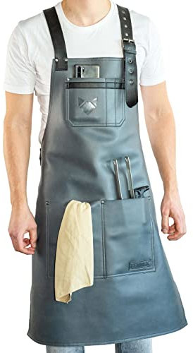FENNEK Premium Grillschürze aus 100% Leder | | Schmutz- und wasserabweisend | Perfekt zum Grillen mit Gas, Kohle oder an der Feuertonne