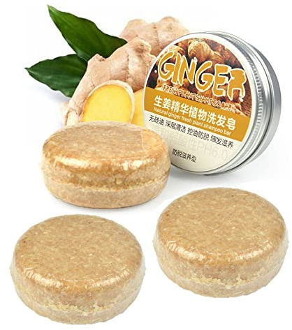 Ginger Hair Regrowth Shampoo Bar, Ingwer-Haarwuchs-Shampoo-Riegel, Solid Shampoo Bar, Shampoo Gegen Haarausfall, fördert Gesundes Haarwachstum (3pcs)