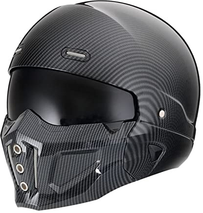 Woljay Casque Visage Ouvert Casque intégral du Visage Casques modulaires Moto pour Unisex-Adulte Rue vélo croiseur Trottinette Approuvé par Le Dot/ECE (Gloss Carbon Fiber,S)