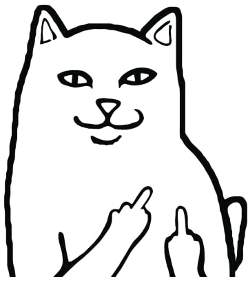 Rude Middle Finger Cat Sticker Funny Kitten Flipping Off Swearing Decal MTB Motocross Mountain Bike Fun Car Helmet Laptop Fridge Toolbox JDM Window Bumper Water Bottle Fluff Off Gift Kitty (Black)