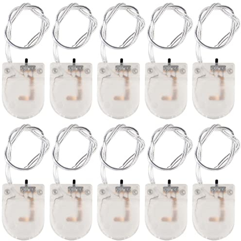 AEDIKO 10pcs CR2032 Battery Holder 1x 3V Coin Cell Battery Socket Holder Case Box with Wire Lead ON-OFF Switch (Transparent)