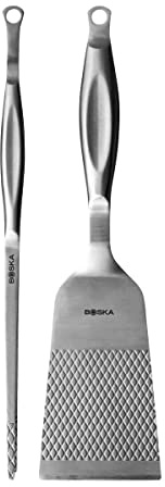 Boska Burger & Veggie BBQ Tools Monaco+ / 2 Grillzubehörteile / 100% Edelstahl/Geschenkset/Für BBQ und Küche/Rhombenstruktur/Extra Grip/Spülmaschinenfest/Expertengeprüft