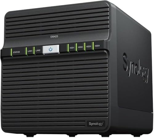 Synology DS423 4-Bay Diskstation NAS (Realtek RTD1619B 4-Core 1.7 GHz 2GB DDR4 Ram 2xRJ-45 1GbE LAN-Port) 16TB Bundle mit 4 x 4 TB Seagate IronWolf NAS HDDs (ST4000VN006)