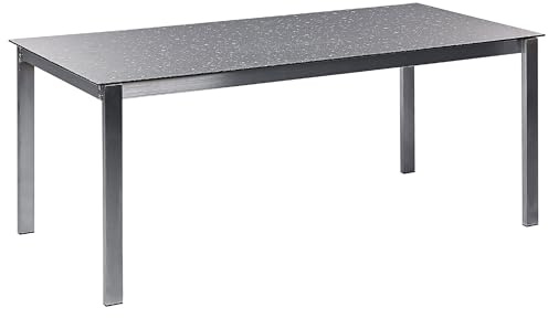 Beliani Gartentisch Sicherheitsglas Keramik schwarz 180x90 cm Edelstahlgestell Cosoleto