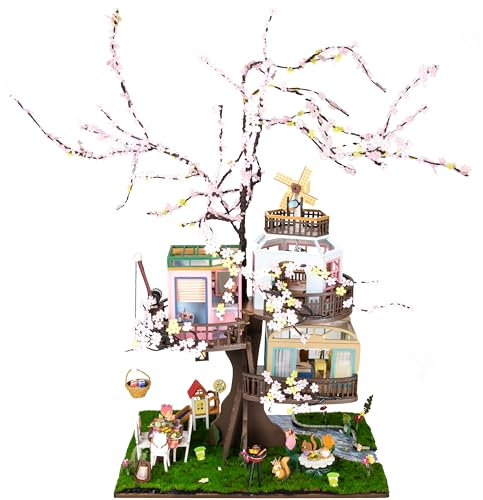 Crafts&Co Miniatur Haus Bausatz Groß - Zauberhaftes Baumhaus 'Kirschblüte