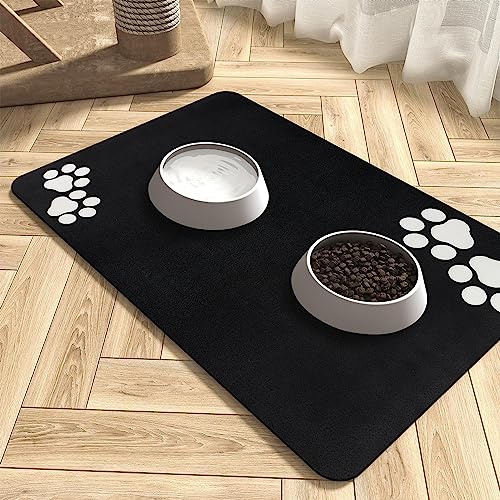 Napfunterlage Hund Katzen Futternapf Unterlage: 50 x 30 cm rutschfeste Hundenapf Unterlage Katzennapf Fressnapf Futtermatte - Saugfähige Schnelltrocknend Katzenmatte Futter Matte Katzenfutter