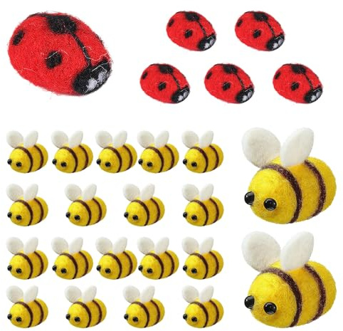26 Stück Ladybug Marienkäfer Biene Bienen Deko Marienkäfer Deko Biene Deko Bienen Glückskäfer Filz Deko Deko Bienen Filz Tiere Kleine Bienen Deko für DIY Handwerk Shop Kleidung Dekorationen Streudeko