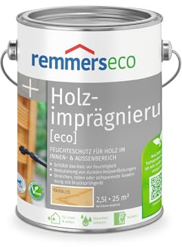 Remmers Holzimprägnierung [eco] farblos, 2,5 Liter, für Innen & Außen, schützt vor Feuchtigkeit, überstreichbar
