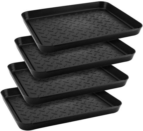 CHUIFAI 4 Stück Schuhablage Schuhabtropfschale Klein, 35x27,5x3cm Flache Wanne Kunststoff Schuhtablett, Schuhschale Plastik für Innen, Flur, Schrank, Auto