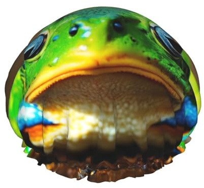 Grand bonnet de douche imprimé grenouille, bandeau élastique, double couche imperméable pour le bain, pour homme et femme