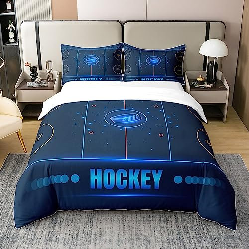 Loussiesd Eishockey Schlafzimmer Hockey Punk Dekor Hockey Stadium Bettwäsche 135x200cm 100% Baumwolle Reißverschluss 2Stück