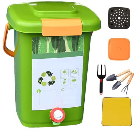 avec Robinet pour Collecter Le Liquide De Compost Composteur De Jardin 8L/10L/15L/20L économisez De l'espace Et Facile à Transporter Poubelle De Table Compost,Style4(20L)-2Set
