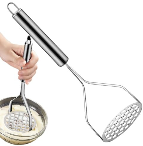 Machacador de patatas | Utensilio de cocina de acero inoxidable | Puré de patatas a mano para frutas y verduras para bebés, para frutas, huevos, carne, verduras y alimentos para bebés