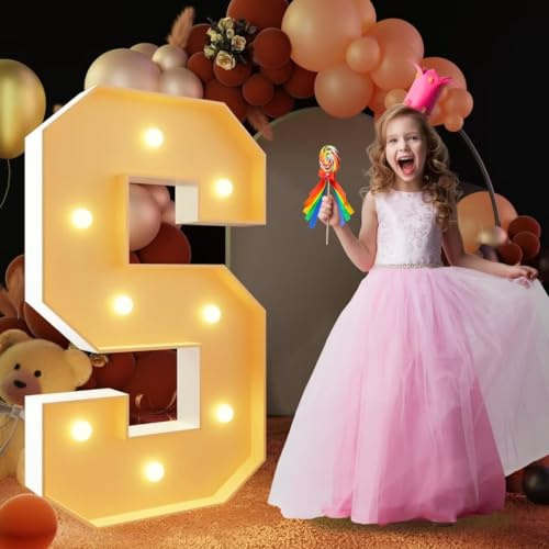 Lettre S Géante Lumineuse à DEL de 120 cm - Panneau en Mosaïque pour Chapiteau, Lampes pour Saint-Valentin, Anniversaire, Noël, Nouvel An