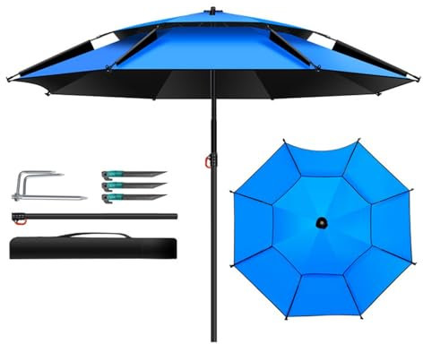 Strandschirm Für Freien Fishing Angelschirm Regendicht Regenschirm Windschutz Gartenschirm Sonnenschirm tragbare Angler Campingschirm UV Schutz(200cm)