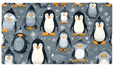 Cartoon Pinguine Familie rutschfeste Badewanneneinlage Bodenmatte, schnell trocknend und extra lang, perfekt für Erwachsene, Frauen und Familie, sicher und leicht zu reinigen