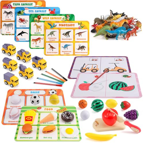 LUVTOY Montessori Sortier Spielzeug, Obst-Schnitt-Spiel mit vielfältigen Tiere-Themen, sensorisches Lernspiel für Kinder ab 1 2 3 4 5 6 7 Jahren, mit Aufbewahrungsbeutel